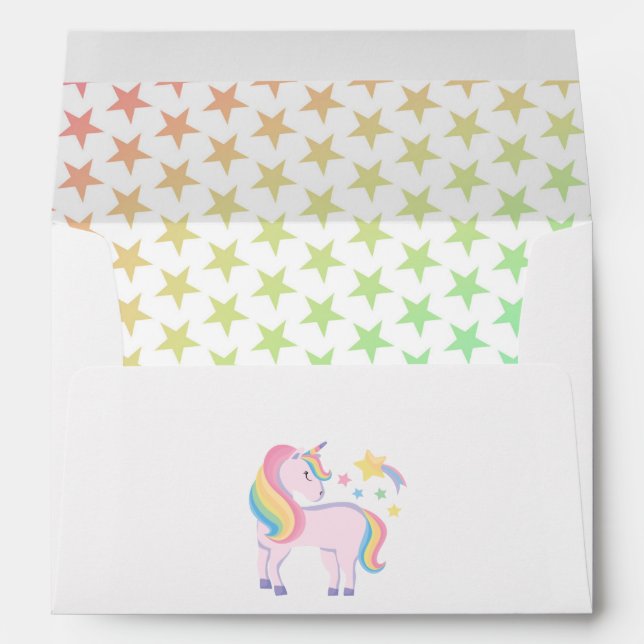 Rainbow Stars Magical Unicorn Invitation Envelope (Back (Bottom))
