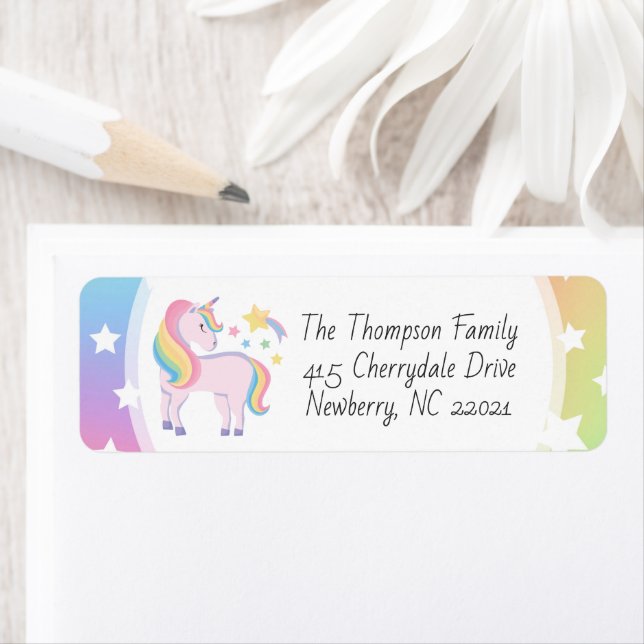Rainbow Stars & Magical Unicorn Return Address (Insitu)