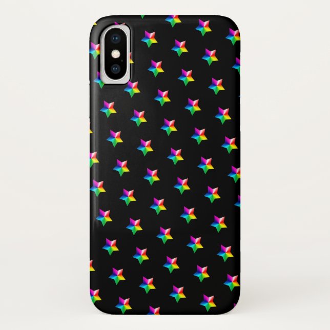 rainbow stars on black Case-Mate iPhone case (Back)