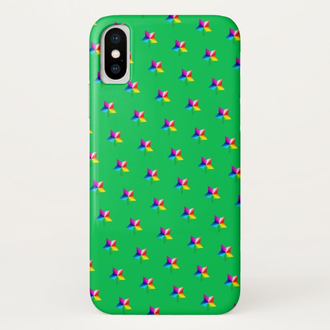 rainbow stars on green Case-Mate iPhone case (Back)