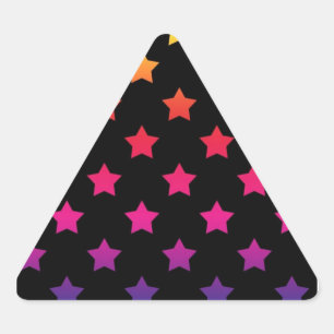 Rainbow Stars over Black Background Pattern Triangle Sticker