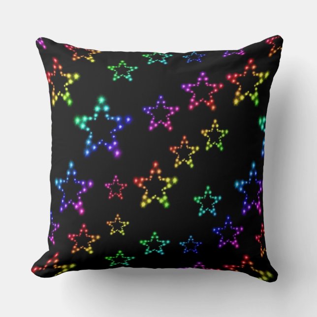 Rainbow Stars Pattern Throw Pillow (Front)