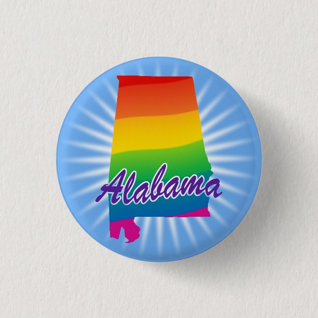 Rainbow State Of Alabama 1 Inch Round Button (Front)