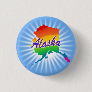 Rainbow State Of Alaska 1 Inch Round Button