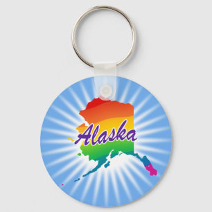 Rainbow State Of Alaska Keychain