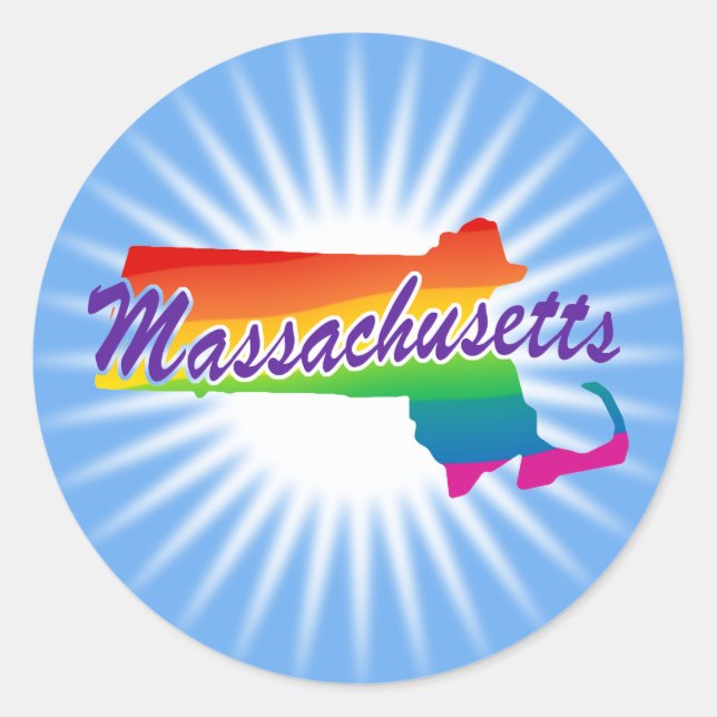Rainbow State Of Massachusetts Classic Round Sticker (Front)