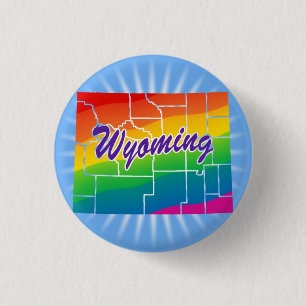 Rainbow State Of Wyoming 1 Inch Round Button