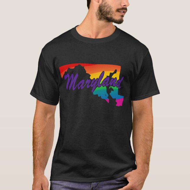 Rainbow State Outline Maryland T-Shirt (Front)