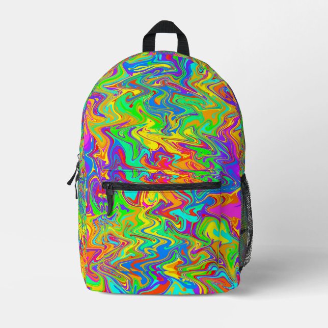 Rainbow Static Printed Backpack (Front)