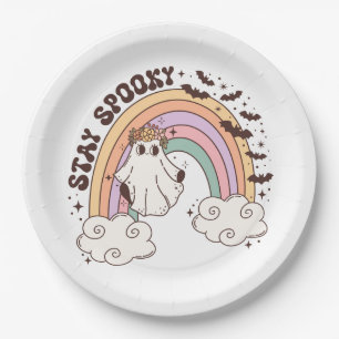 Rainbow Stay Spooky Paper Plate