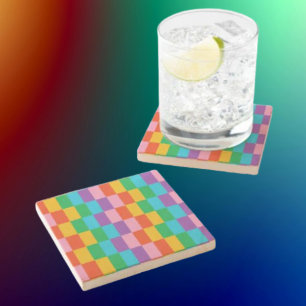 Rainbow Steps Blocks Pattern Stone Coaster