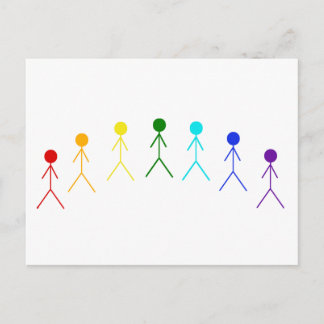 Rainbow Stick Figures - 2 Postcard