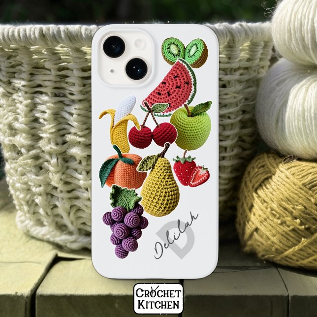 Rainbow Stickerbomb Crochet Fruit Collage Monogram Case-Mate iPhone Case (Creator Uploaded)