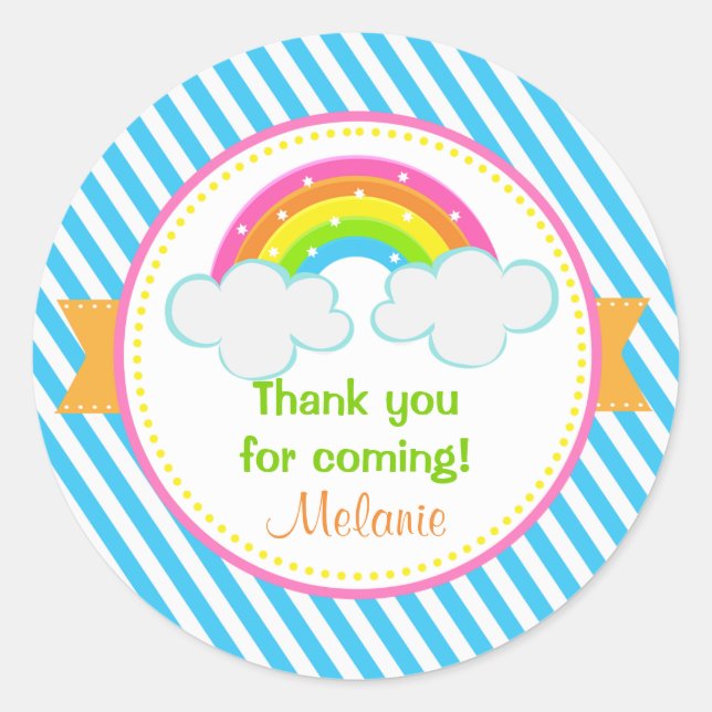 Rainbow Stickers - Birthday Thank You Favour (Front)