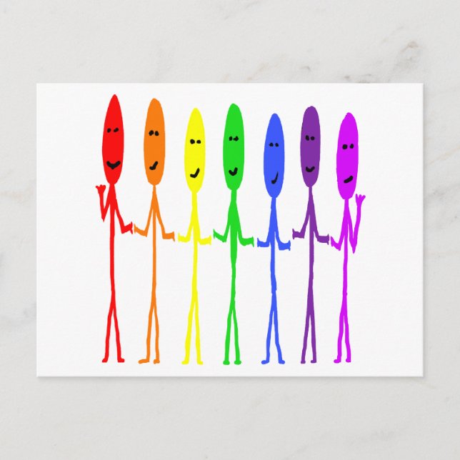 Rainbow Stickmen Postcard (Front)