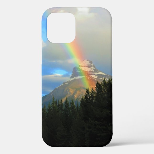 Rainbow & Storm Clouds Over Snowy Canada Mountain Case-Mate iPhone Case (Back)