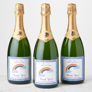 Rainbow Storm Pop It When She Pops Baby Shower Sparkling Wine Label