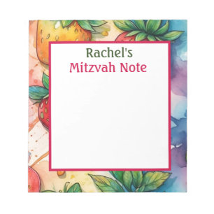 Rainbow Strawberries Mitzvah Note Girls Bloc-notes