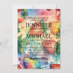 Rainbow Strawberries Wedding Invitations