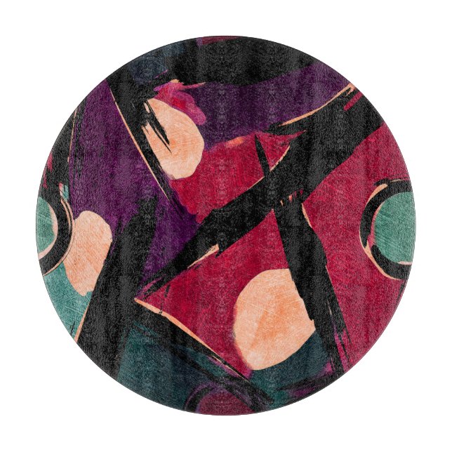 Rainbow Streaks: Abstract Acrylic Texture Cutting Board (Front)