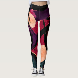 Rainbow Streaks: Abstract Acrylic Texture Leggings