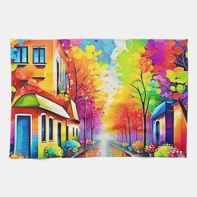 Rainbow Street: Vivid Town Kitchen Towel (Horizontal)