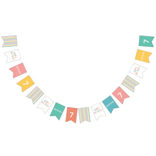 Rainbow stripe and spot birthday bunting bunting flags (All)