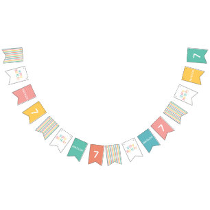 Rainbow stripe and spot birthday bunting flags