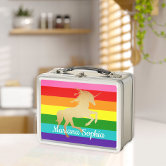 Pink Purple Glitter Unicorn Fantasy Girls Custom Metal Lunch Box