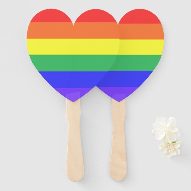 Rainbow Stripe Hand Fan (Front and Back)