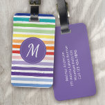 Rainbow Stripe Monogram Luggage Tag<br><div class="desc">Travel in style with this modern design</div>