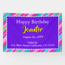 Rainbow Stripe Pattern Birthday Custom Text
