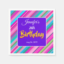 Rainbow Stripe Pattern Birthday Custom Text