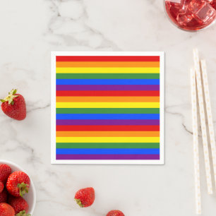 Rainbow Stripe Pattern Pride Party Napkin