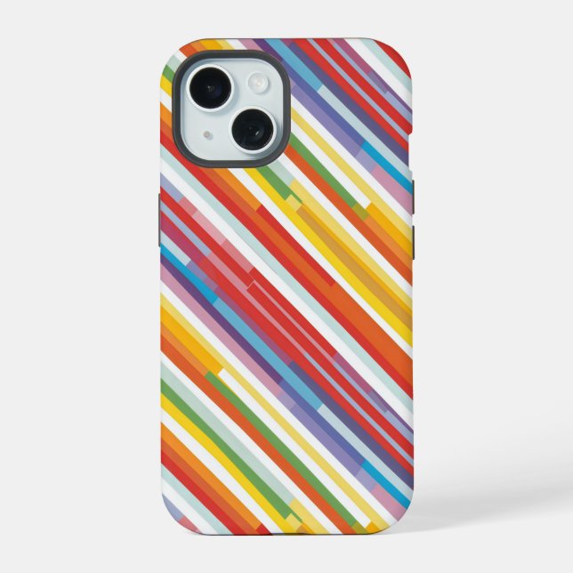Rainbow Stripe Swirl iPhone 15 Case (Back)