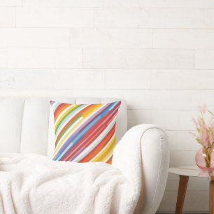 Rainbow Stripe Swirl Throw Pillow