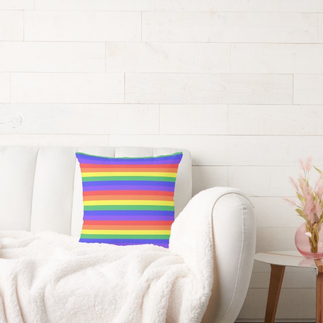 Rainbow Stripe Throw Pillow (Couch)