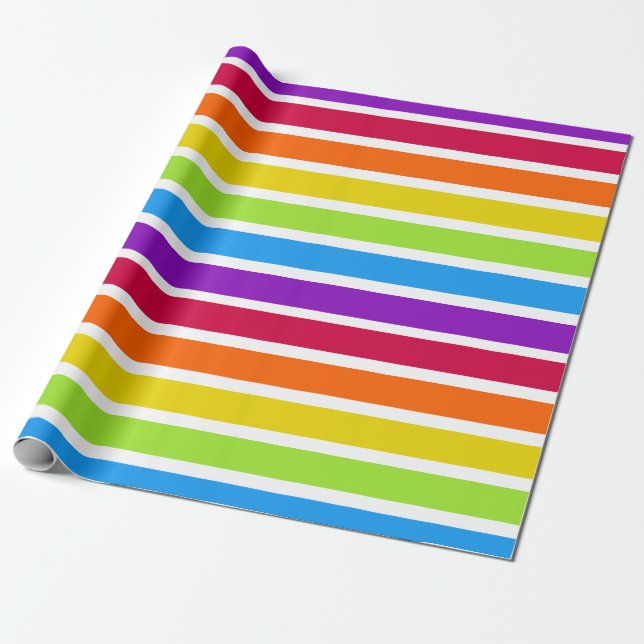 Rainbow striped Bright Horizontal Wrapping Paper (Unrolled)