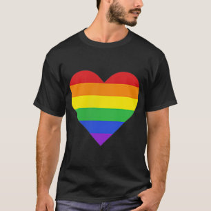 Rainbow Striped Heart Subtle LGBT Pride Month Gay  T-Shirt