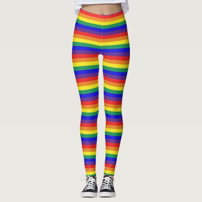 Rainbow Striped Leggings (Front)