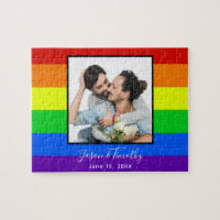 Rainbow Striped LGBTQ Couple Photo Anniversary