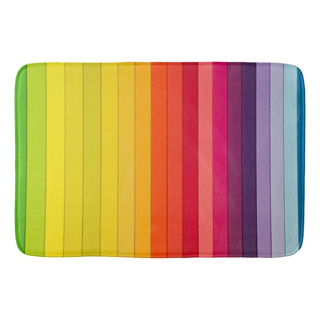 Rainbow Striped Multicolored Bath Mat (Front)