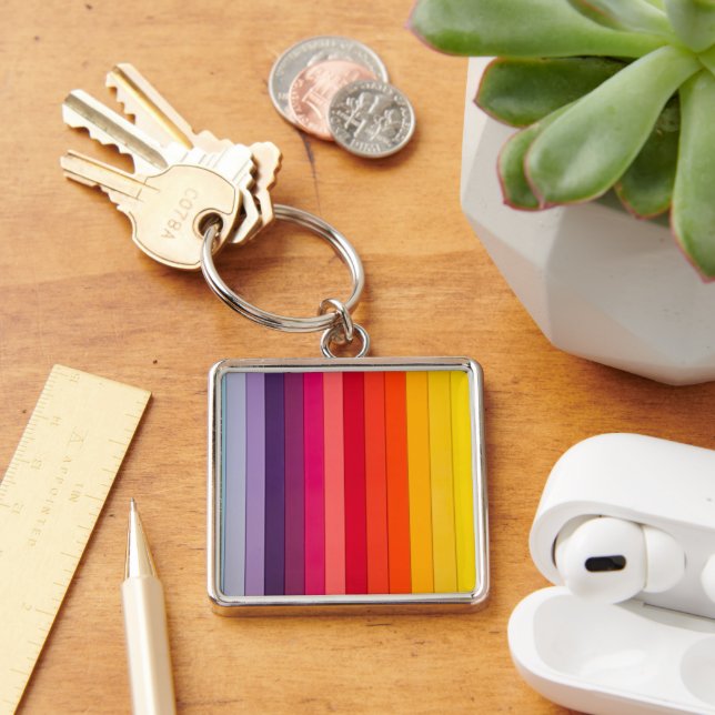 Rainbow Striped Multicolored Keychain (Desk)