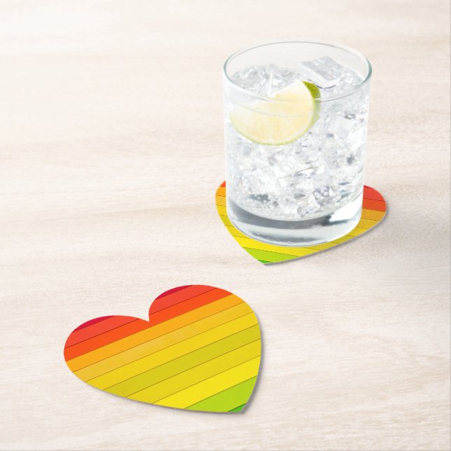 Rainbow Striped Multicolored Paper Coaster (Insitu)