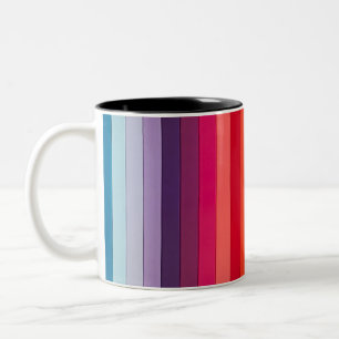 Rainbow Striped Multicolored Two-Tone Coffee Mug
