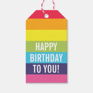 Rainbow Striped Personalized Gift Tag