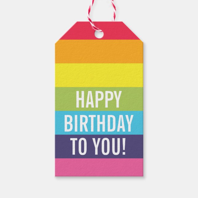 Rainbow Striped Personalized Gift Tag (Front)