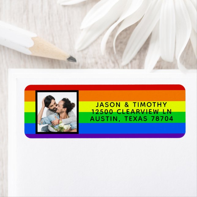 Rainbow Striped Photo LGBTQ Gay Pride Wedding (Insitu)