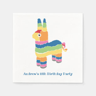 Rainbow Striped Pinata Birthday Party Napkin