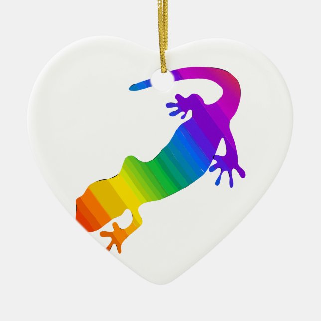 Rainbow Striped Salamander Ceramic Ornament (Front)